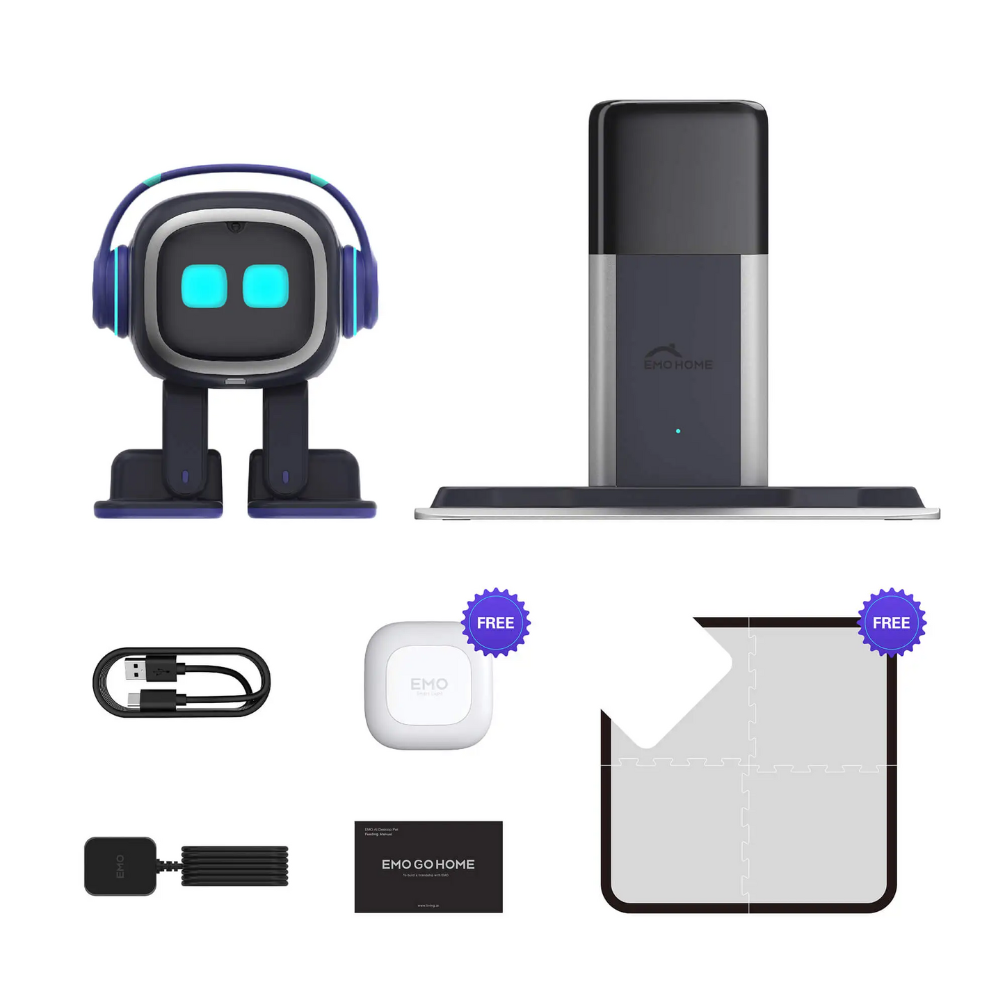 EMO Go Home Robot, AI-skrivbordsdjur med laddningsdocka, Living.AI